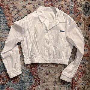 White Crop Dress Shirt, Calvin Klein, L